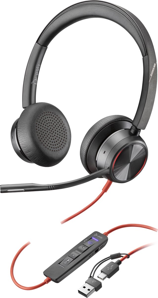 HP Poly Blackwire C8225-M – On-ear headset – Kabel – Stereo – Zwart – Noise Cancelling – Volumeregeling – Microfoon uitscha