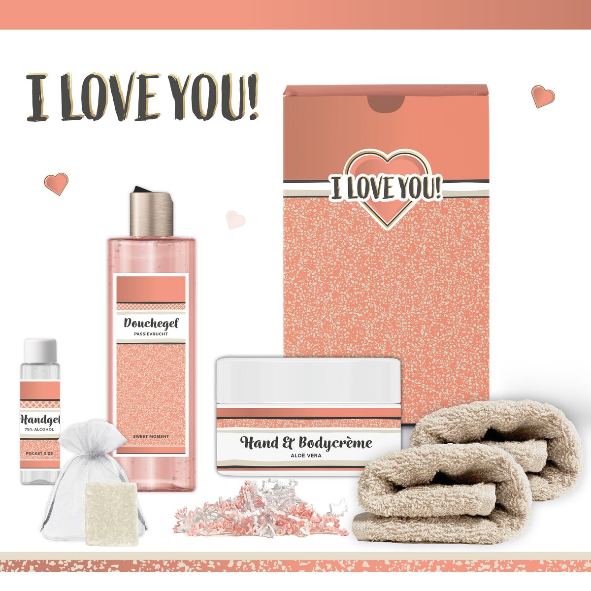 Goedkoopste Geschenkset “I love you!” - 6 producten - 580 gram | Giftset voor haar - Luxe wellness cadeaubox - Valentijn Gift - Cadeau vrouw - Set Valentijnsdag - Geschenk - Cadeaupakket - Vriendin - Giftset - Love you - Girlfriend - Zalm - Roze - roze