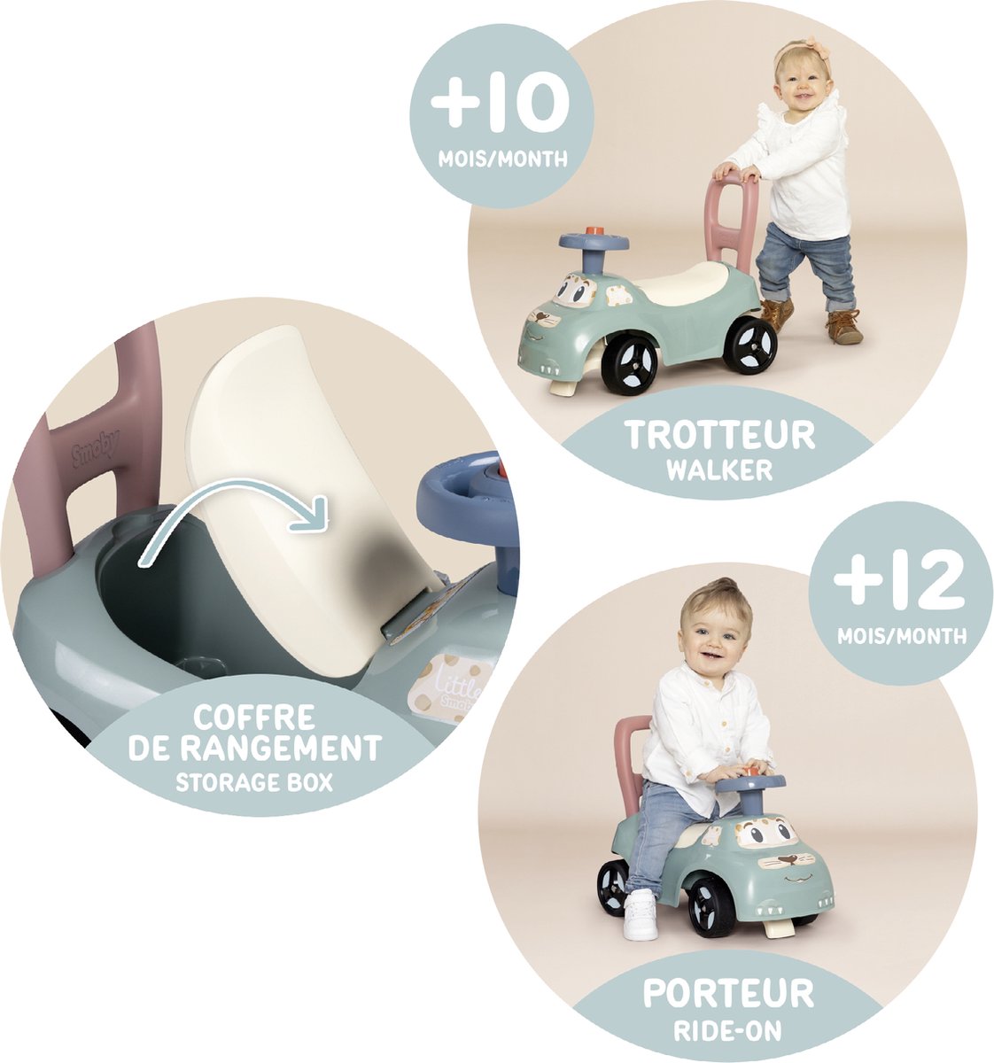 Smoby - Loopauto - Little Smoby auto Ride-On - Opbergruimte - Vanaf 10 maanden — afbeelding 7