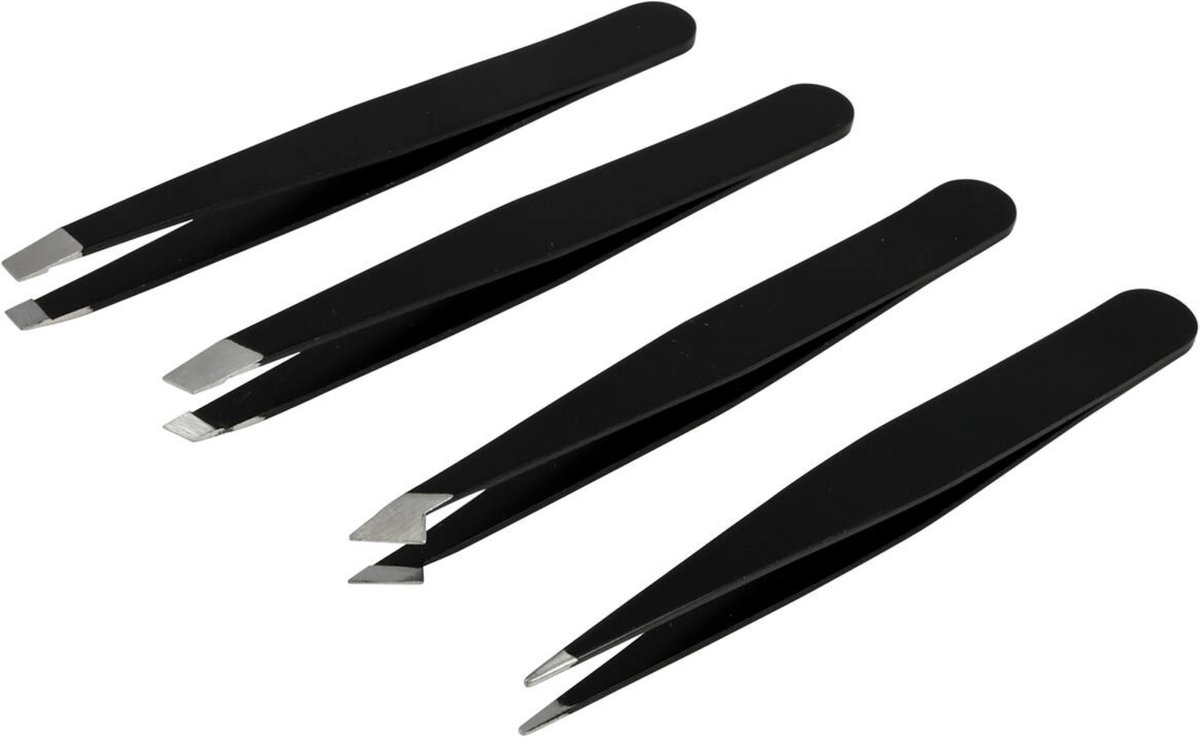 Goedkoopste Benson 4-delige pincet set - veelzijdig - zwart - 9 cm
