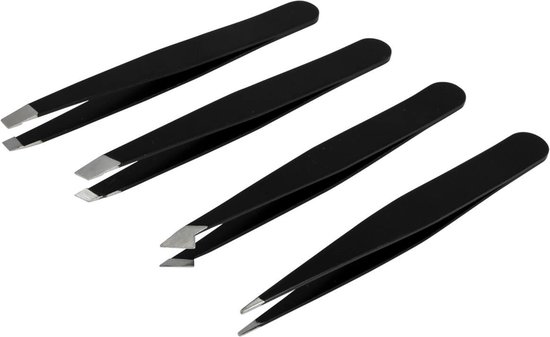 Foto: Benson 4 delige pincet set veelzijdig zwart 9 cm