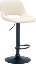 Tabouret de bar CLP Camden - Avec dossier - Ajustable - Simili cuir - Métal noir mat crème