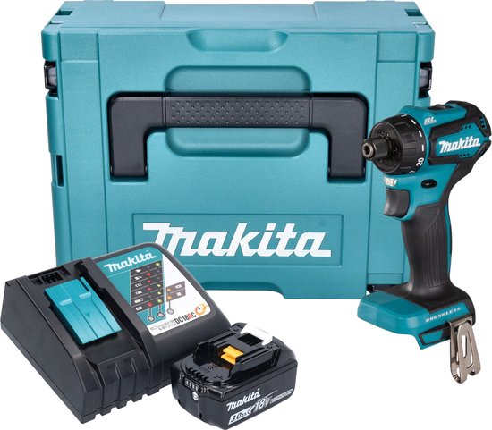 Makita DDF 083 RF1J Accuboormachine 18 V 40 Nm 1/4'' borstelloos + 1x oplaadbare accu 3.0 Ah + lader + Makpac