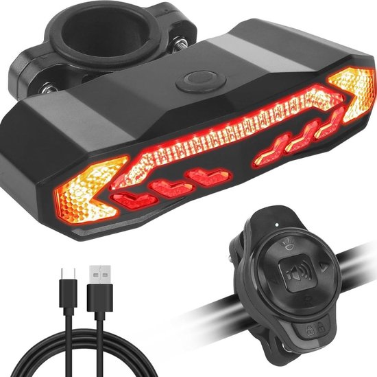 Teksome Fietsachterlicht Met Richtingaanwijzers – USB Oplaadbaar, Draadloos, 100 Lm, Voor Mountainbike, Racefiets En Stadsfiets