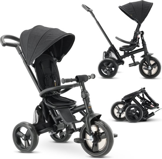 Deryan Explorer Luxe Driewieler - Opvouwbaar met mandje - Zwart