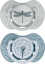 Difrax LOVI Fopspeen Dynamisch - Classy - 18+ Maanden - Blauw & Groen - 2 Stuks