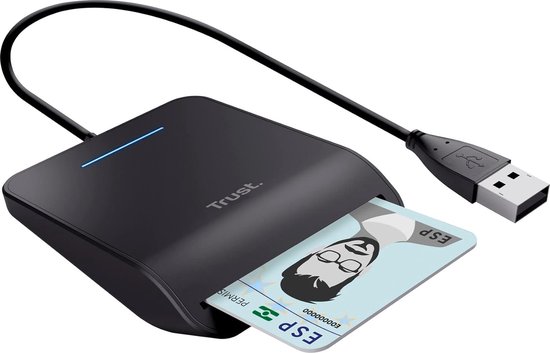 Trust Smartcardlezer – DNI-compatibel, USB Plug & Play, Geschikt Voor Overheidsdiensten, Zwart