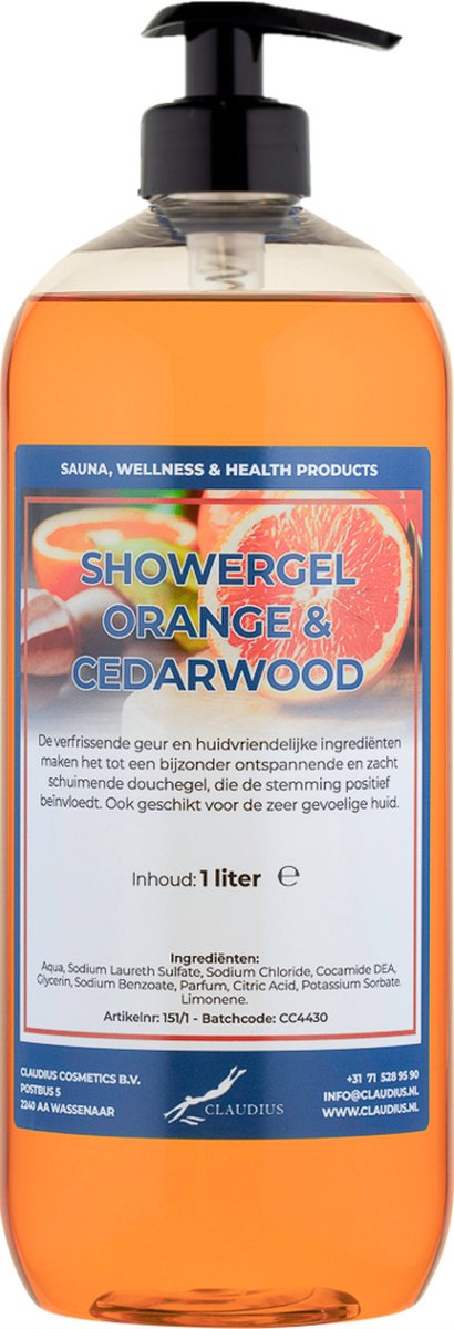 Goedkoopste Douchegel Sweet Orange & Cedarwood 1 liter - met gratis pomp - showergel