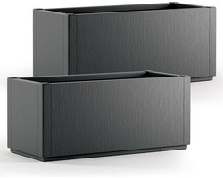 Casaria Plantenbak Set van 2 - Vorstbestendig 80l 80x36x35cm - Antraciet