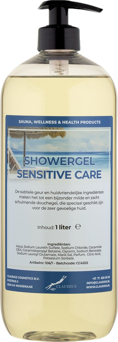 Goedkoopste Douchegel Sensitive Care 1 liter - met gratis pomp - Showergel