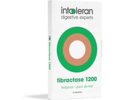 Intoleran Fibractase Forte (1200) Testpack Spijsverteringsenzymen - 6 capsules | Hoog gedoseerd Voedingssupplement met Enzym Alpha-Galactosidase | Hulp bij vertering Fructanen & Galactanen
