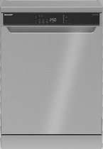 Sharp QWNA1EF45DIEU-vrijstaande vaatwasser-energie label D-6 programma's-zilver met RVS front