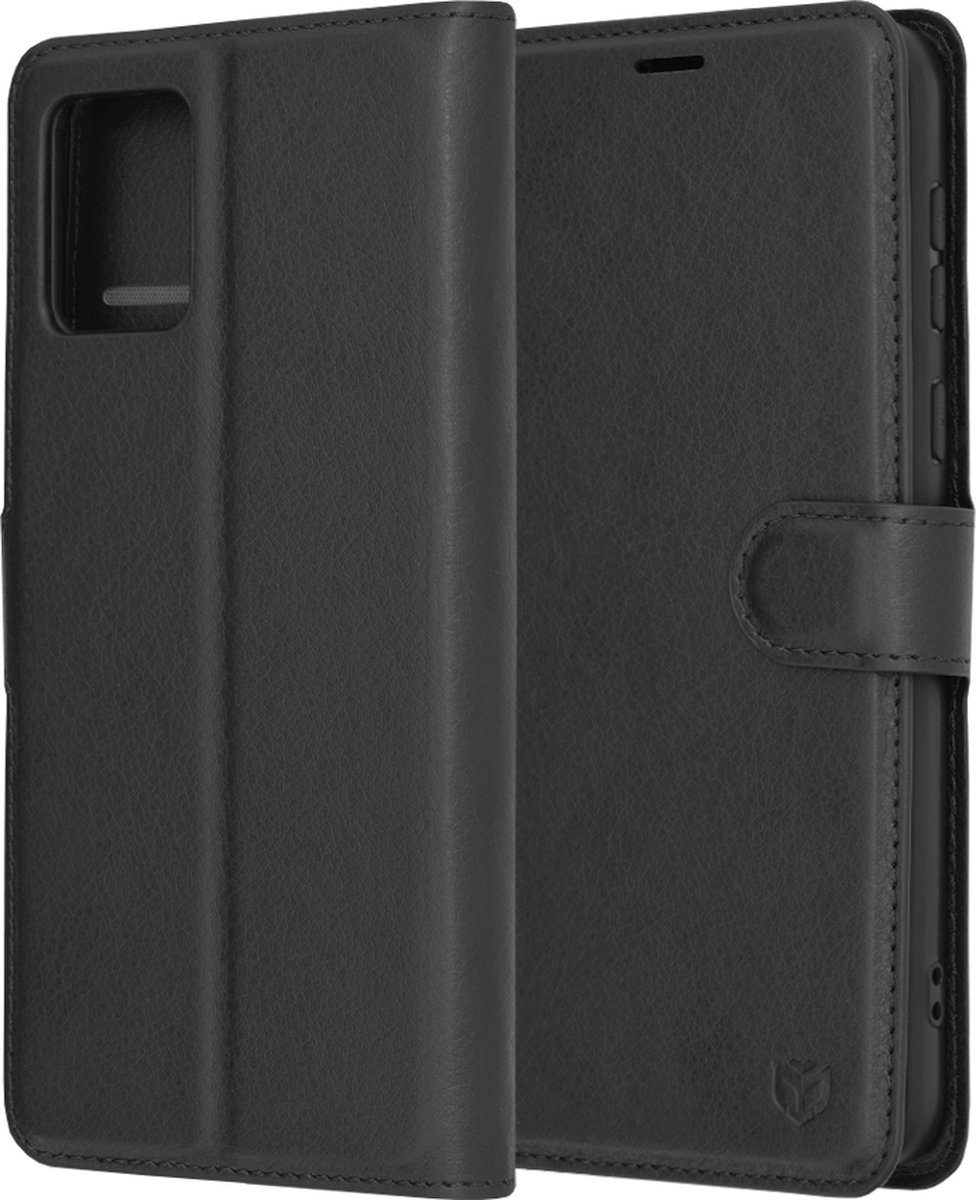 Techsuit Leather Folio Book Wallet Case hoesje voor Motorola Moto E13 - Zwart