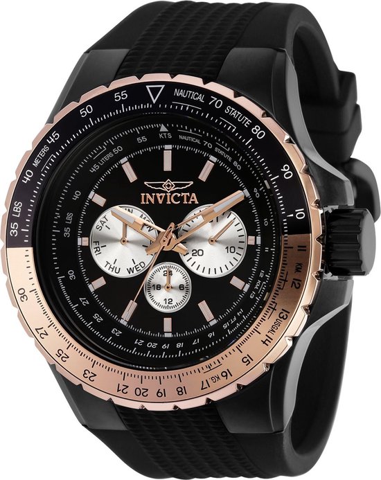 Invicta Aviator 38402 Men's Watch - Waterproof - Analogue - Quartz Movement - Stainless Steel with Black Dial - 45mm