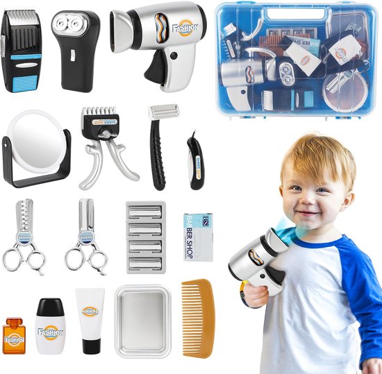 Tacobear Kit de Coiffure pour Enfants, Jouets de Salon, Accessoires de Coiffure avec Sèche Cheveux Rasoir Lisseur, Cadeau d'anniversaire Jouets pour Garçons de 3 4 5 6 7 8 Ans