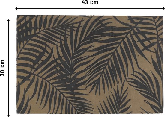 Raved Napperons Astrid - Set de 6 pièces - Fougères - Beige - Jute - Grijs - Table à manger - Sous-couche - Hydrofuge