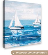 Toile - Peinture - Huile - Bateaux - Water - Mer - 50x50 cm - Intérieur - Peintures sur toile