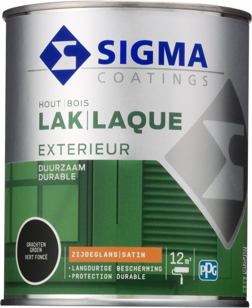Sigma Houtlak Exterieur Zijdeglans - Glansbehoud - Droog na 1,5 uur - Grachtengroen - 0.75L