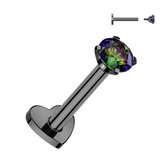 Piercing titanium met gave steen intern schroefdraad 1.2x8 - zwart - LMPiercings