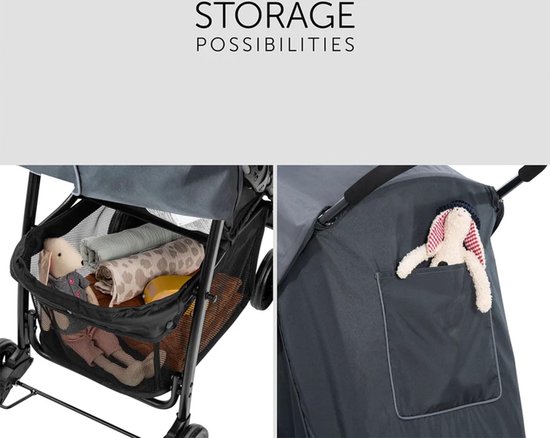 Sport Lichte Buggy, Tot 15 kg, Met Ligfunctie, Klein Inklapbaar, Zonnekap, Grote Mand, Grijs — afbeelding 2