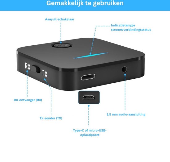 Bluetooth Transmitter - Bluetooth Receiver - Adapter - Zwart van Aigostar — afbeelding 2