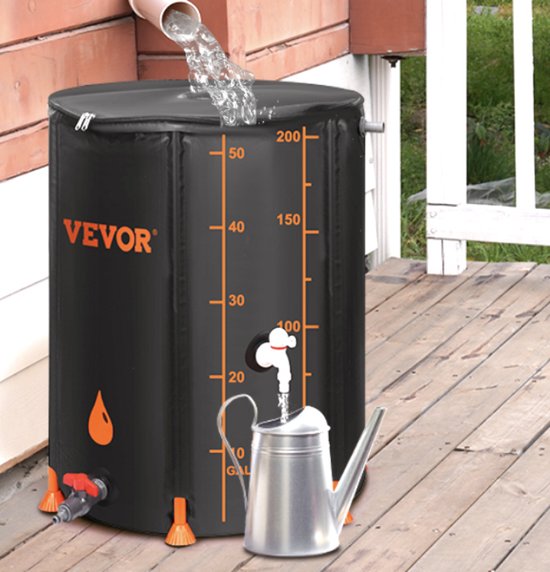 Grote vierkante regenton 250 ltr - Tonnellerie den Oude
