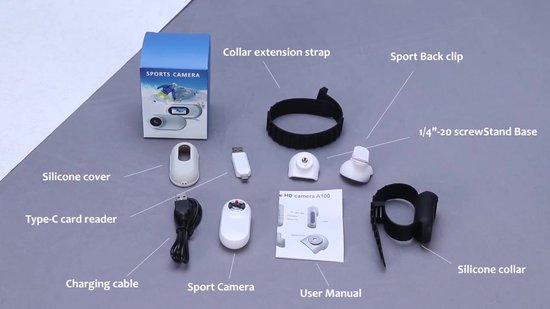 Huisdierhalsbandcamera, 4K 1080P Kleine Actiecamera's met 170 ° GROOTHOEKLENS, Draagbare honden- en Kattencamerahalsband Oplaadbare Lichaamscamera voor Dierbenodigdheden