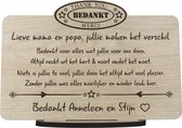Bedankt - gepersonaliseerde houten wenskaart - kaart van hout om iemand persoonlijk te bedanken - bedankkaart met eigen tekst