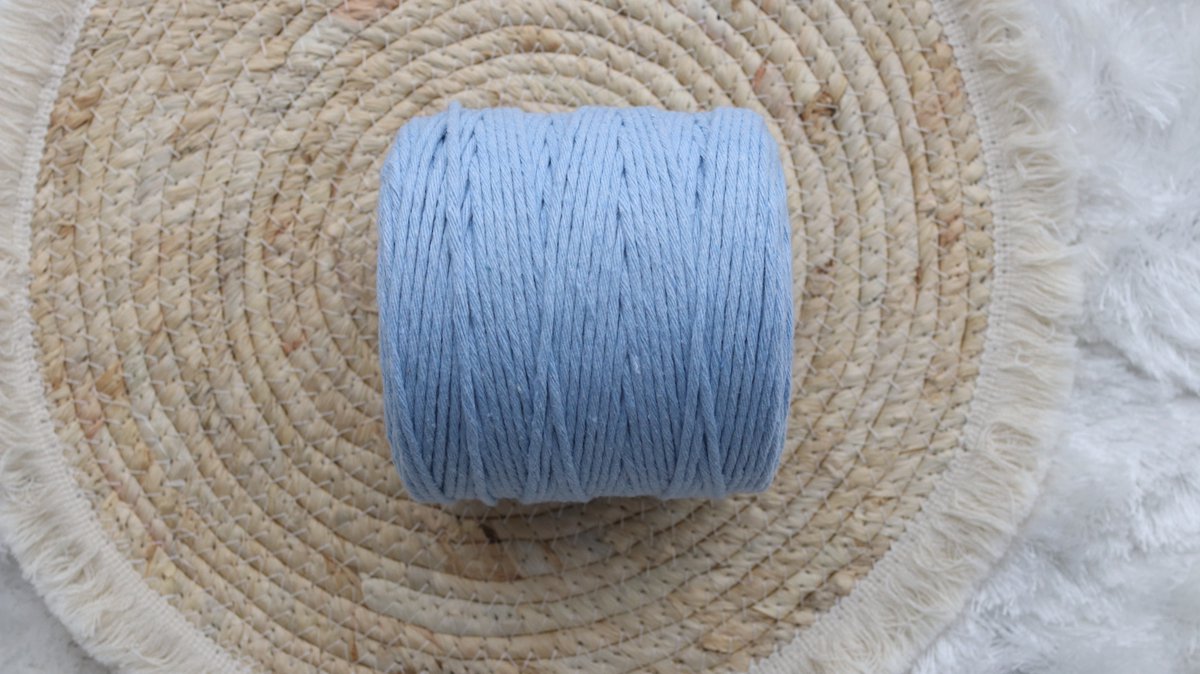 3mm x 200m Blauw macramé katoenen koord Macrame Touw|kleuren om mee te knutselen|Garen voor Wandkleed en Plantenhanger Zelf Maken|Dromenvanger||engel van macramé — afbeelding 3
