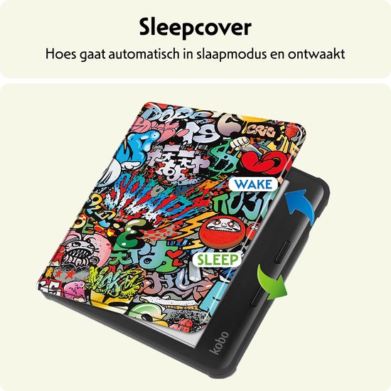 Hoesje Geschikt voor Kobo Libra Colour Hoes Bescherm Hoesje Case Sleep Cover - Hoes Geschikt voor Kobo Libra Colour Hoesje - Graffity van Hoesje  — afbeelding 3