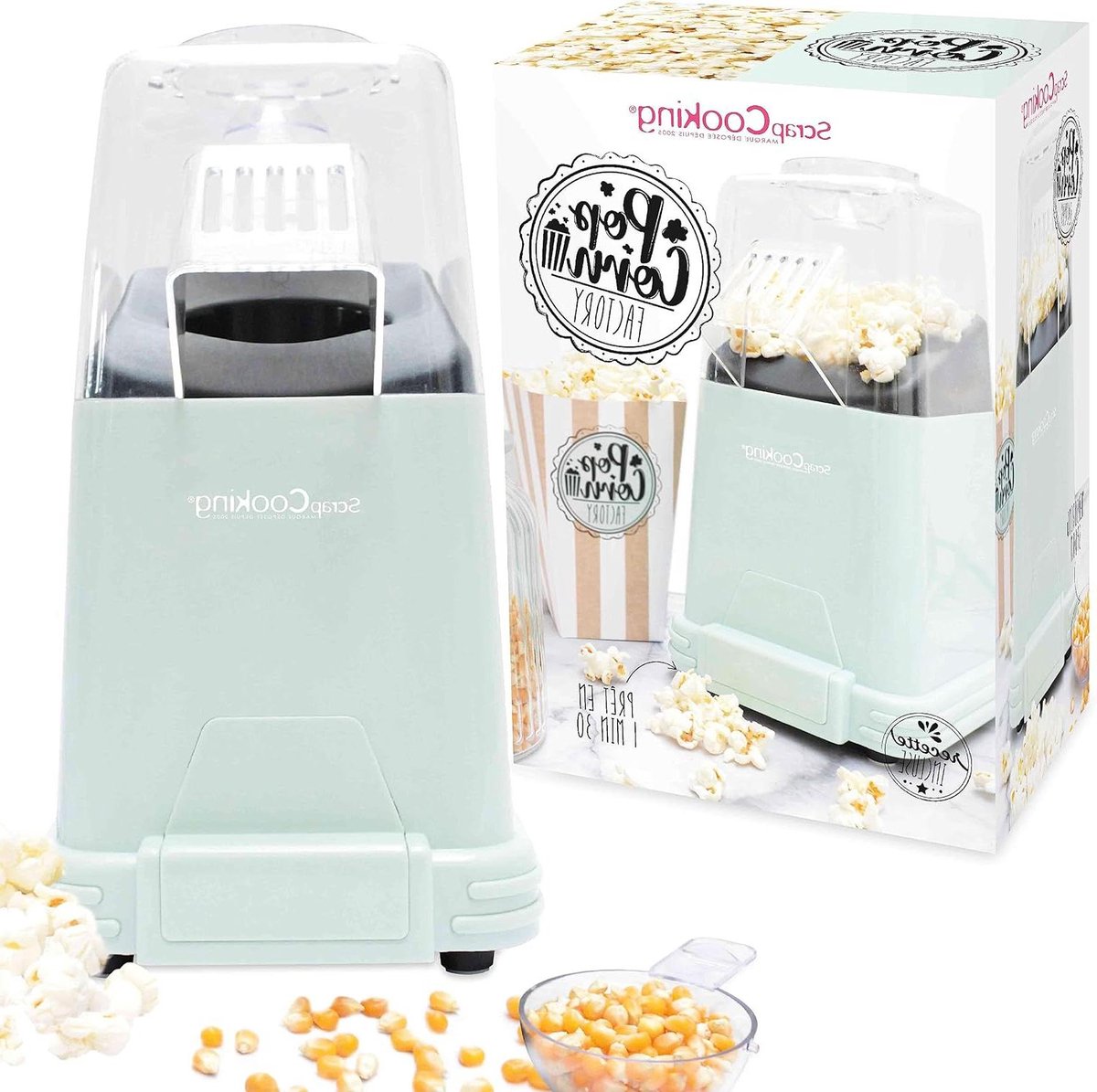Popcornmachine zonder olie elektrische popcorn maker klaar in 1 min 30 retro apparaat voor feestjes en verjaardagen watergroen popcorn bowl