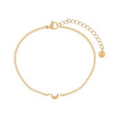Essentialistics - Armband gevlamd maantje - Volwassenen - Goudkleur - Stainless steel (verkleurt niet) - Verlengkettinkje