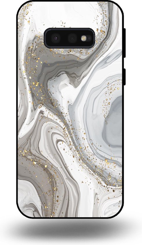 Smartphonica Telefoonhoesje geschikt voor Samsung Galaxy S10E met marmer opdruk - TPU backcover case marble design - Zilver geschikt voor Samsung Galaxy S10E