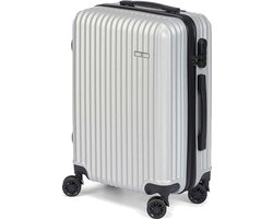 Cabine handbagage reis trolley koffer Alcatraz - zwenkwielen - 57 x 38 x 23 cm - 48 liter - zilvergrijs - cijferslot - dubbel hengsel
