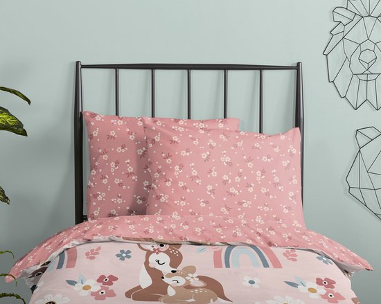 Good Morning dekbedovertrek bambi hert - Peuter 120x150 cm - Roze - 100% Katoen renforce