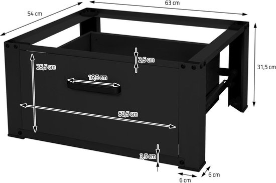 Wasophoogte Wasmachine Verhoger - 42cm Hoog - Zwart - Universeel - Single