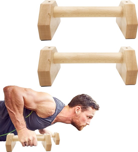 Itstrong Parallettes 25cm - Houten Opdruksteunen - Calistanic Dip Bars - Push Up Grips