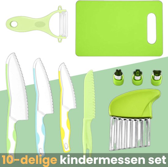 Foto: Kidstar kindermessen 10 delige set kindermes le petit chef mes kind keukenmes kinderen kindermessenset kinder koksmes