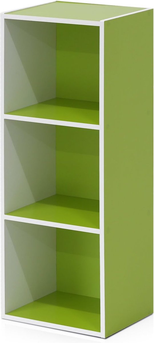 3-traps boekenkast met open plank, wit/groen
