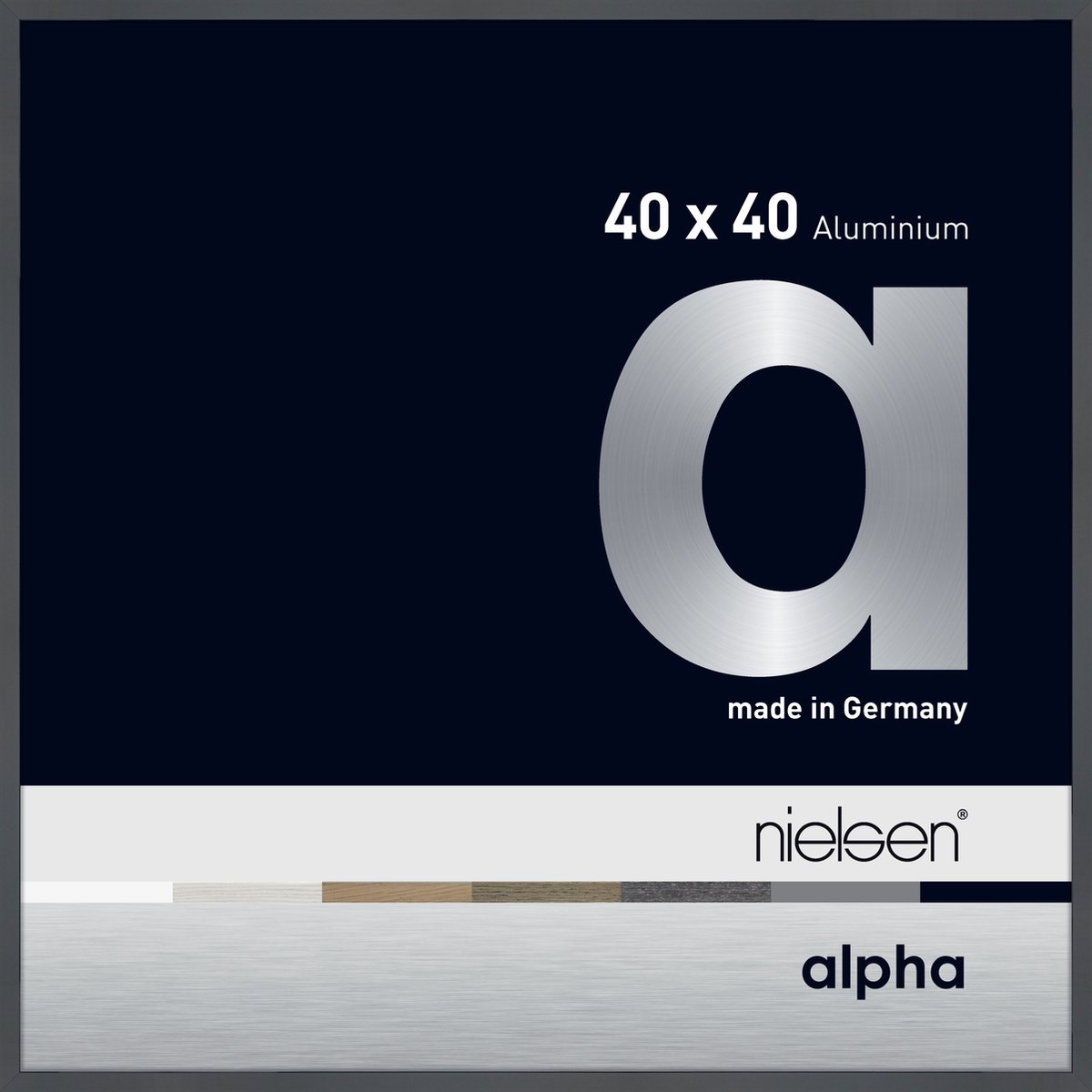 Nielsen Alpha Aluminium Wissellijst Glossy Dark Grey 40x40cm Donkergrijs-glanzend