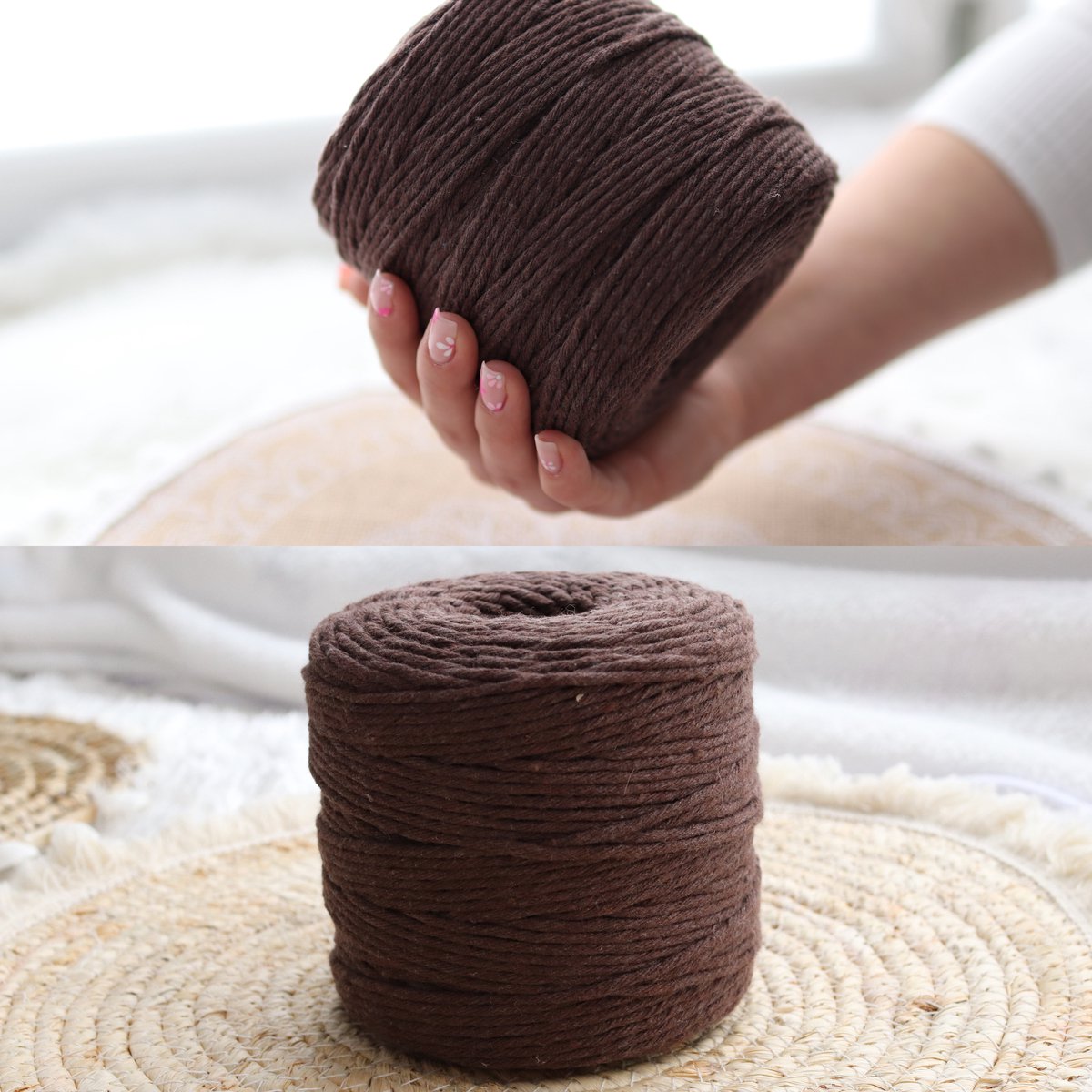 3mm x 200m BRUIN macramé katoenen koord Macrame Touw|kleuren om mee te knutselen|Garen voor Wandkleed en Plantenhanger Zelf Maken|Dromenvanger||engel van macramé — afbeelding 2