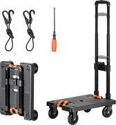 Bol.com Opvouwbare steekwagen met spanbanden - Max 50 kg transportkar - Transportwagen met spanbanden - Rubberen wielen - 2 elas... aanbieding