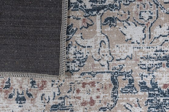 Tapis Tapiso Ritz Tapis Vintage Antidérapant en Katoen Grijs Taille - 120x170