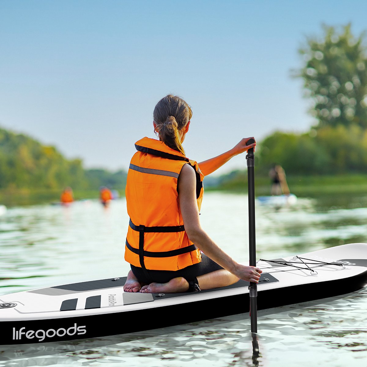 LifeGoods PaddlePro SUP Board - Luxe Set - met Zitje - Opblaasbaar Paddle Board - Max. 150KG - 320x81cm - Wit – foto 8