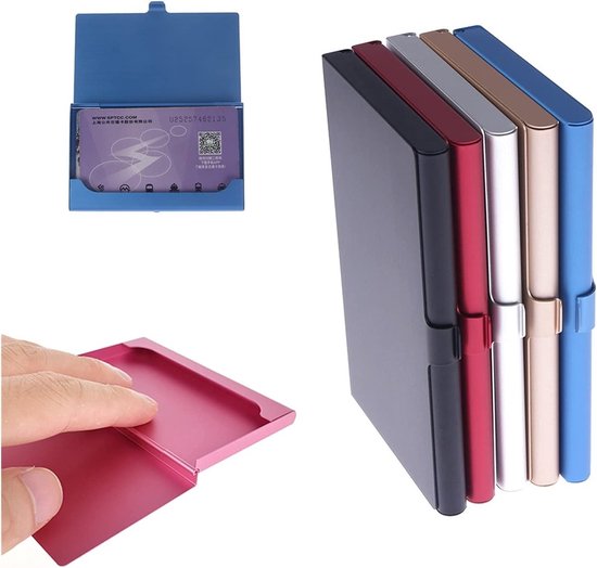 Foto: Doodadeals visitekaart houder business card holder case voor businesscards aluminium goud 1 stuks