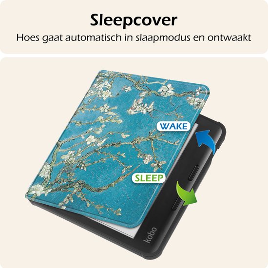 Hoesje Geschikt voor Kobo Libra Colour Hoes Book Case - Hoes Geschikt voor Kobo Libra Colour Hoesje Book Cover Met Screenprotector - Bloesem van Nillkin — afbeelding 3
