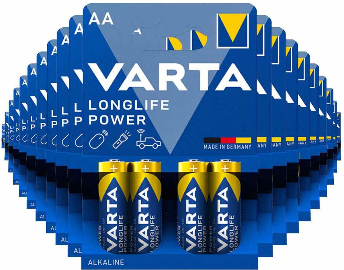 20x Varta Longlife Max Power Alkaline Batterijen AA 4 stuks