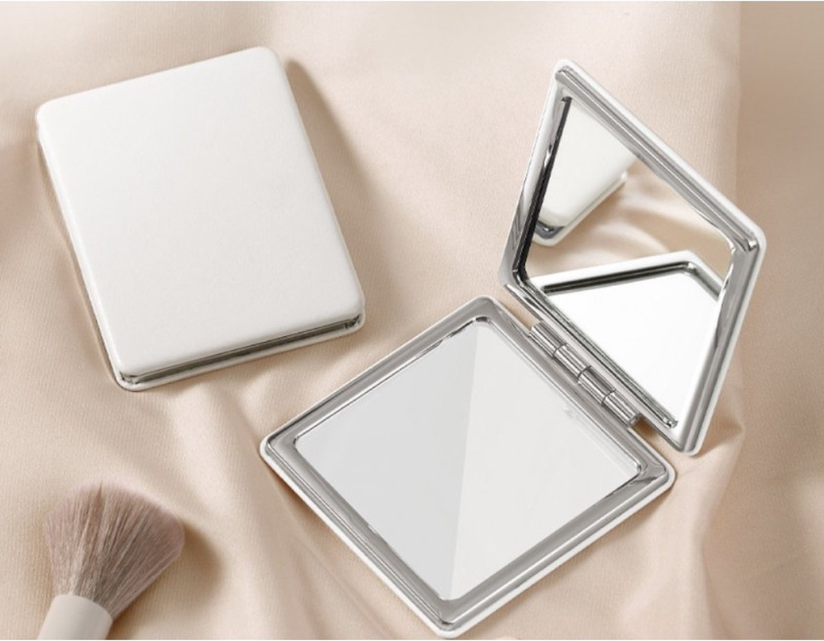 Elegante Make-up Spiegel - Inklapbare Cosmetische Spiegel - 7.2 cm - Wit