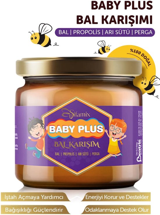 Foto: Sifamix honey baby plus benadrukkelijke eigenschappen van honing propolis koninginnengelei perga ontwikkelings en lichaamsondersteunende honingmix speciaal voor kinderen 350 gr