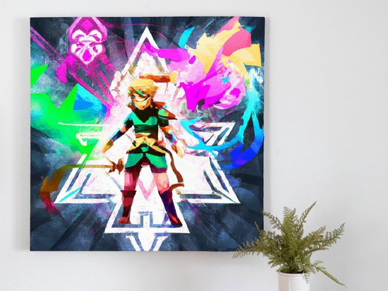 Explosive colorful zelda | Explosive Colorful Zelda | Kunst - 20x20 centimeter op Canvas | Foto op Canvas - wanddecoratie schilderij
